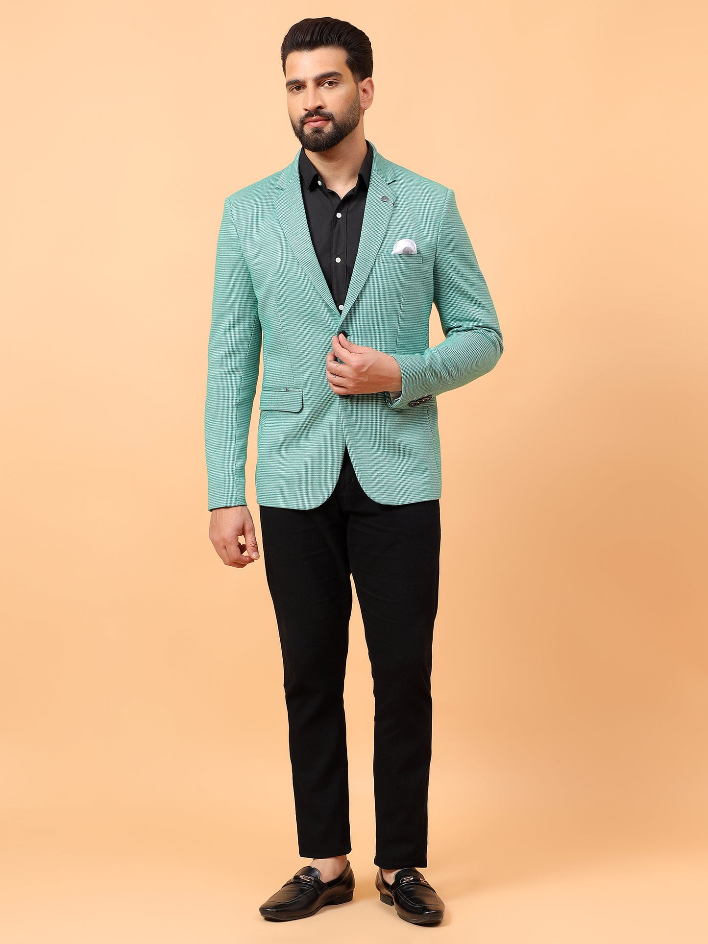 Light Green Checkered Blazer