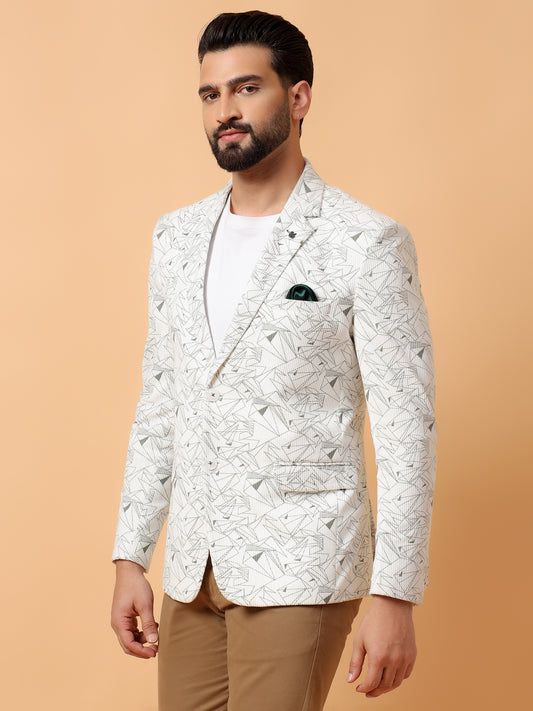 Elegant White Printed Blazer