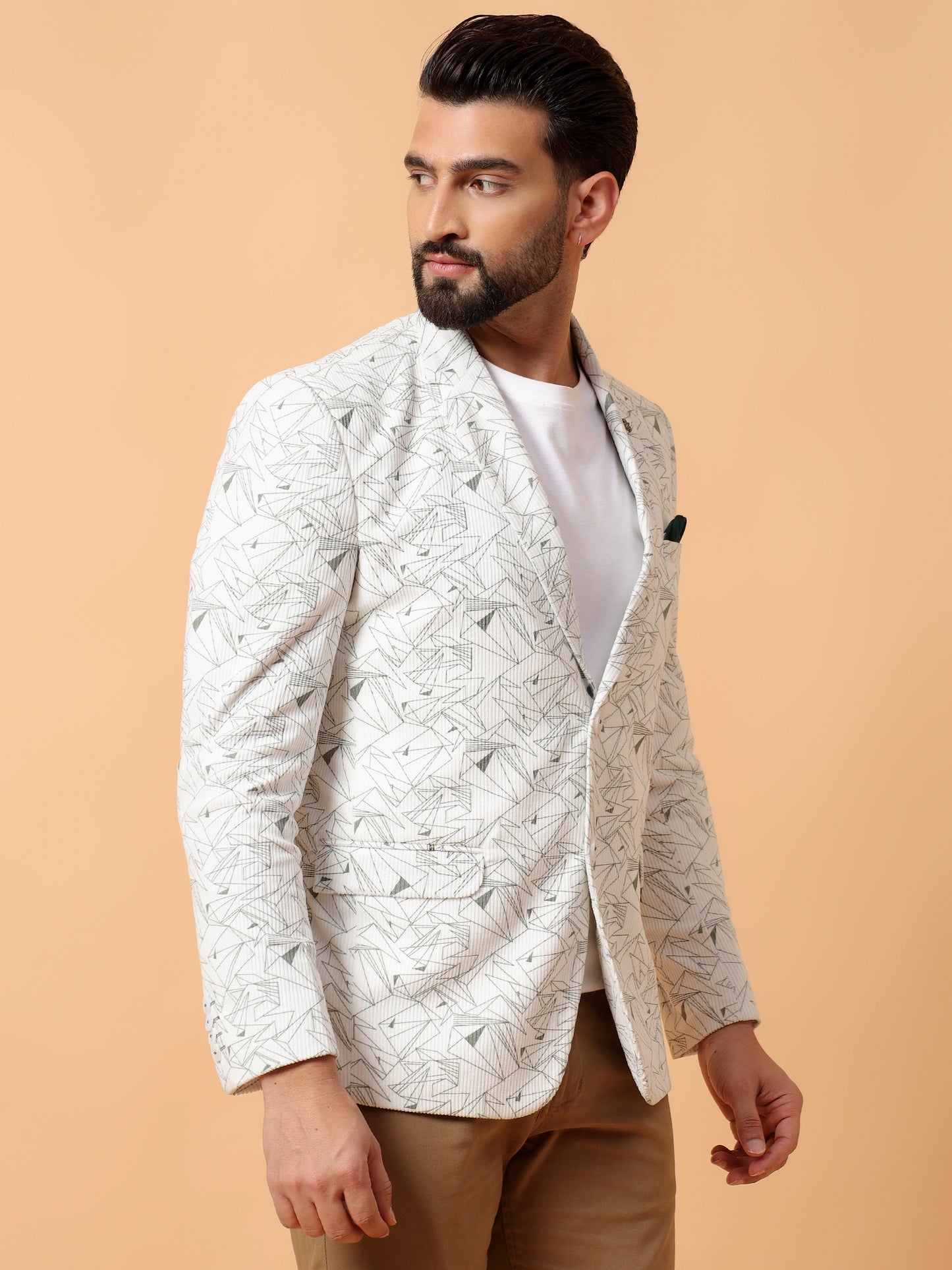 Elegant White Printed Blazer