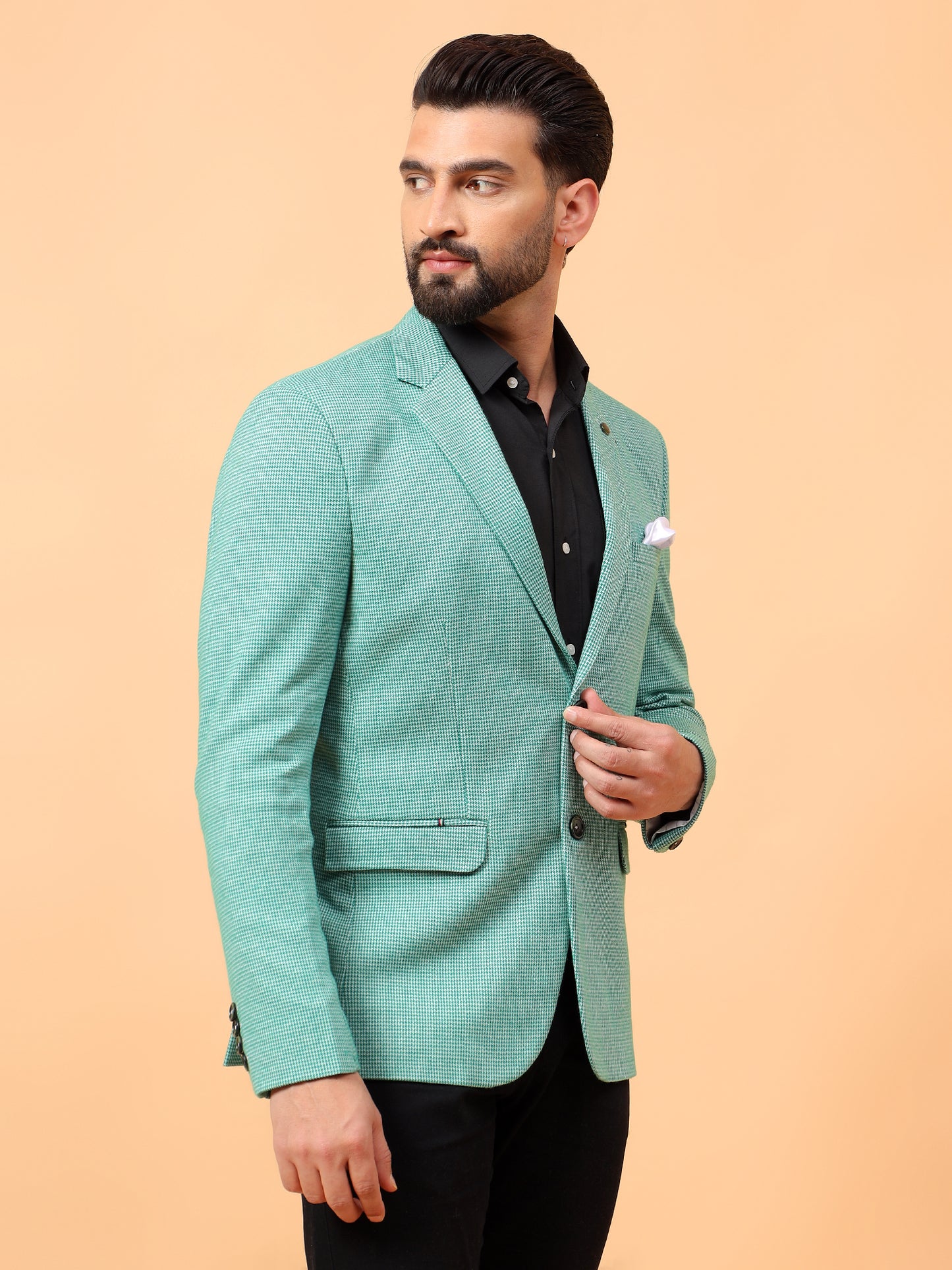 Light Green Checkered Blazer