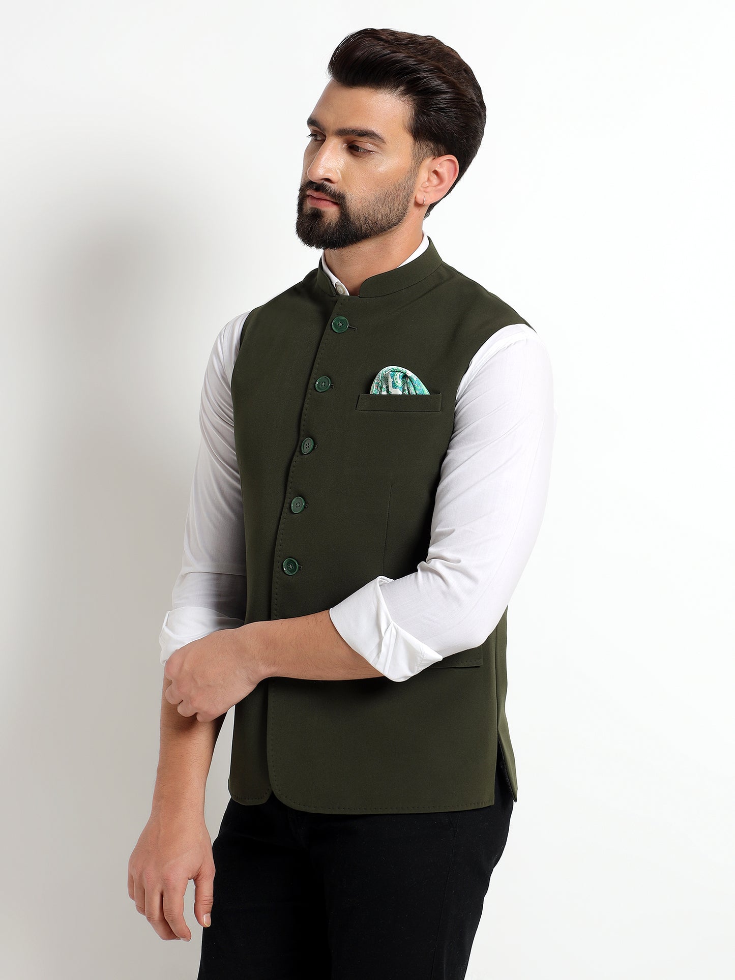 Olive Green Nehru Jacket