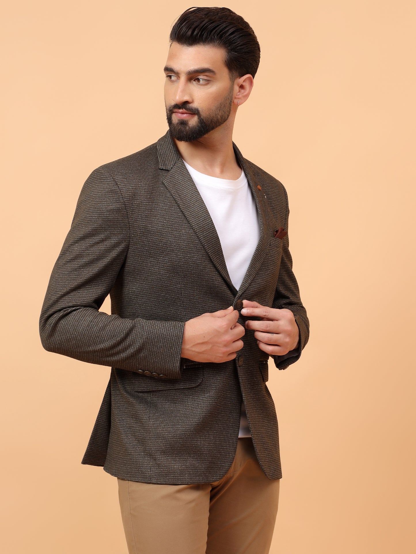 Timeless Brown Textured Blazer