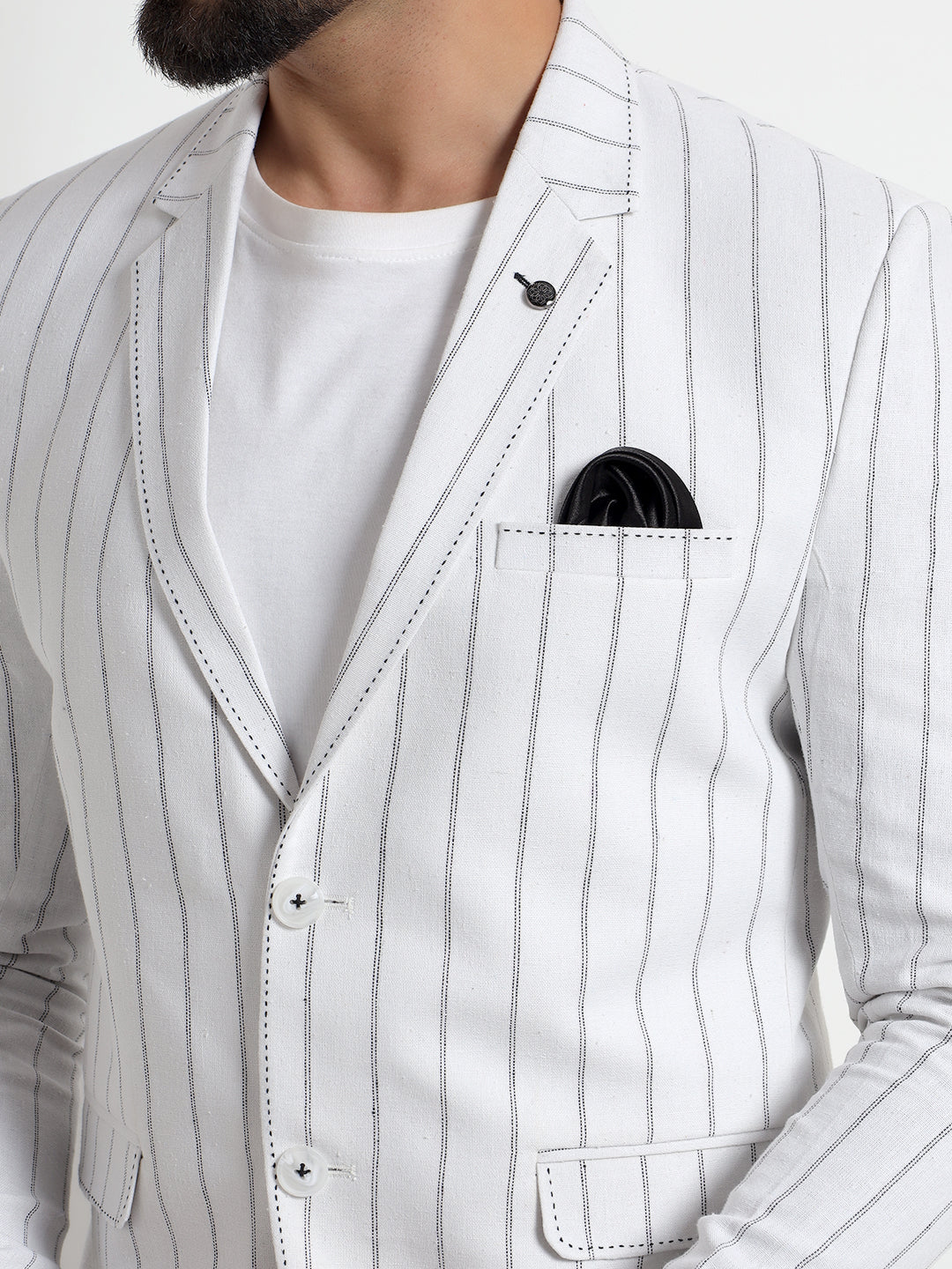 White & Black Striped Blazer