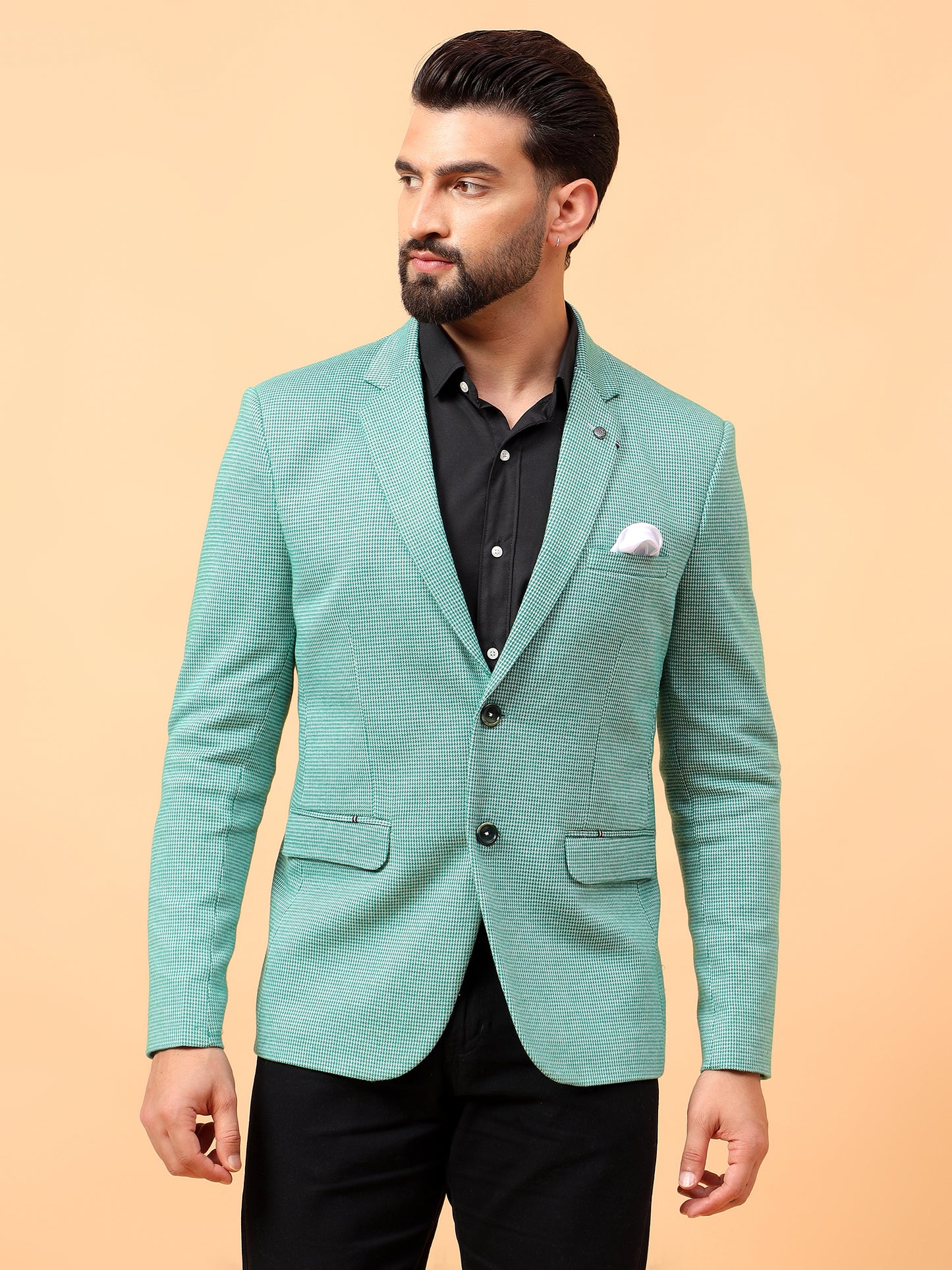 Light Green Checkered Blazer