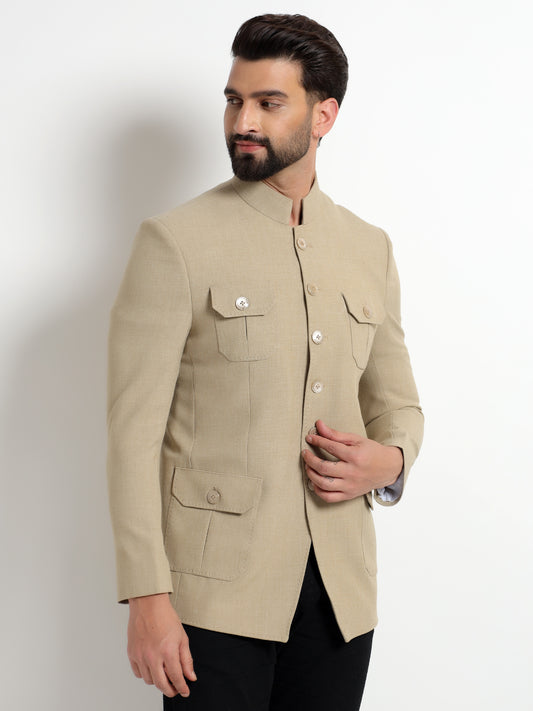 Beige Safari Nehru Jacket
