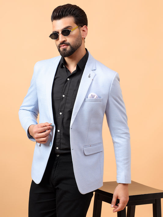 Light Blue Checkered Blazer