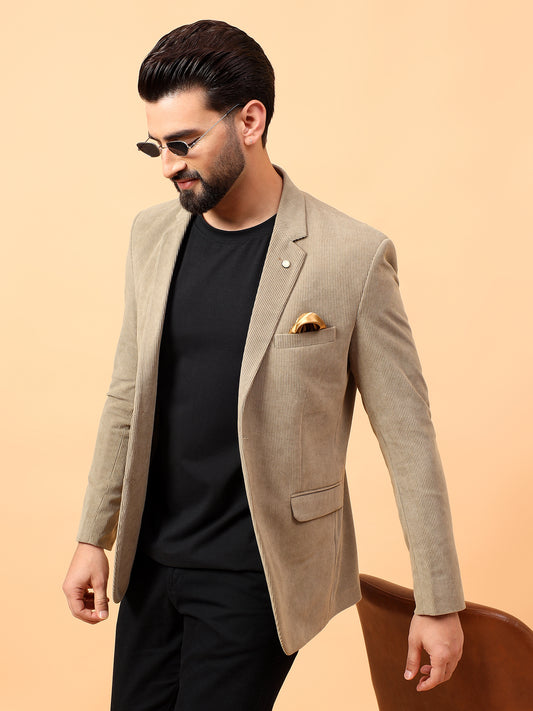 Dark Beige Classic Corduroy Blazer