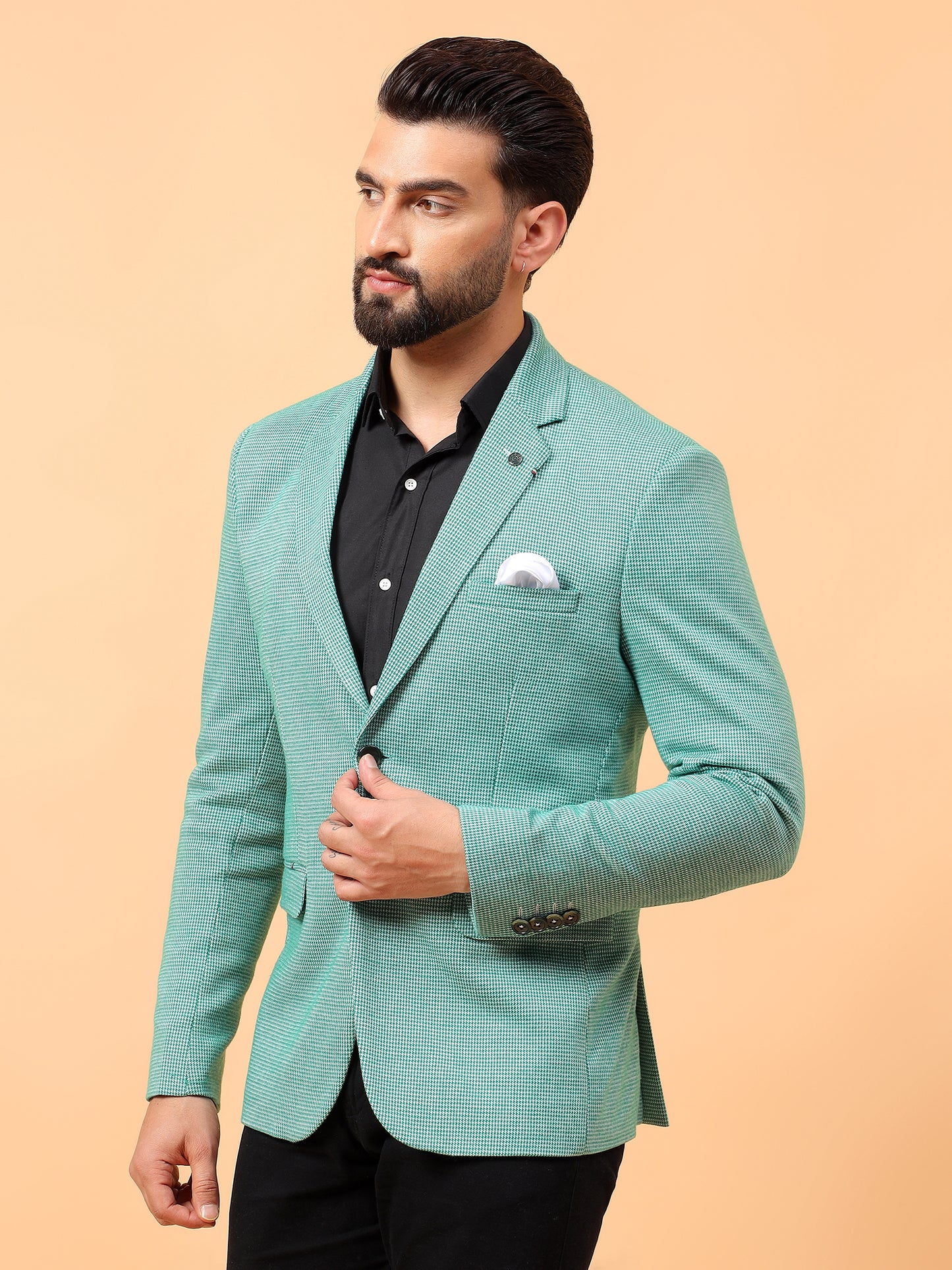 Light Green Checkered Blazer