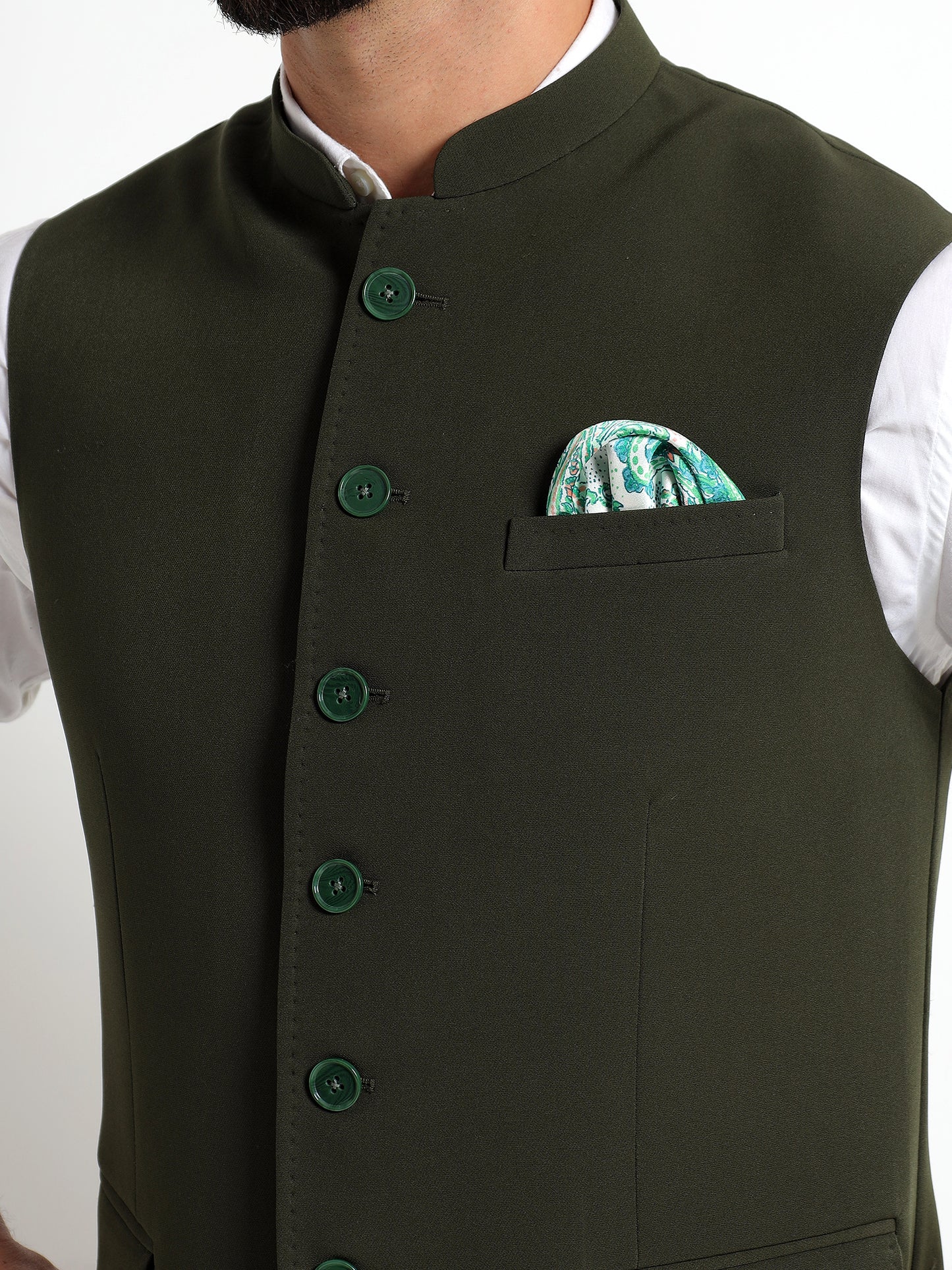 Olive Green Nehru Jacket