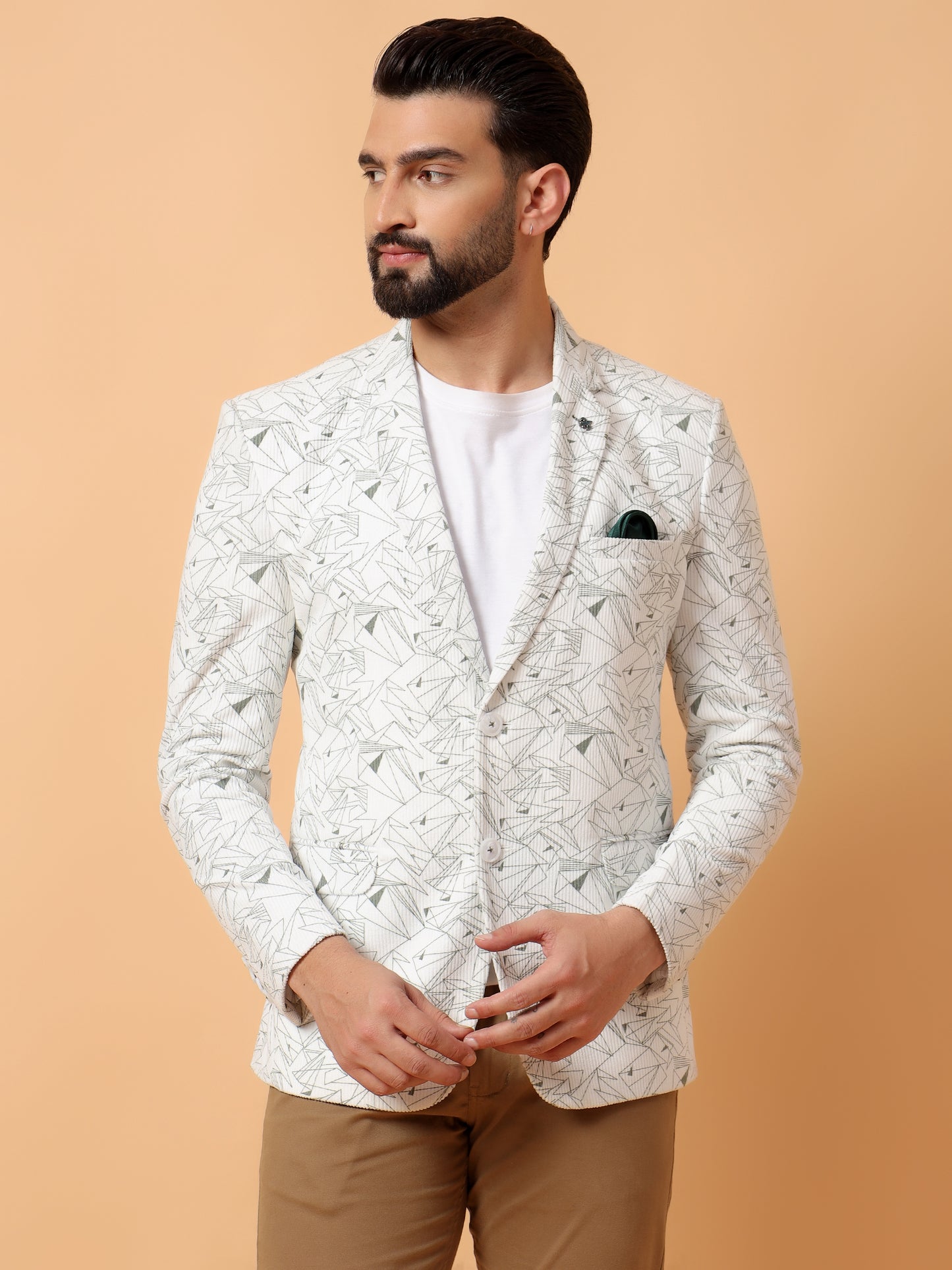 Elegant White Printed Blazer