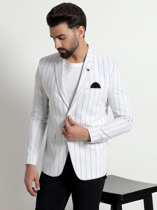 White & Black Striped Blazer
