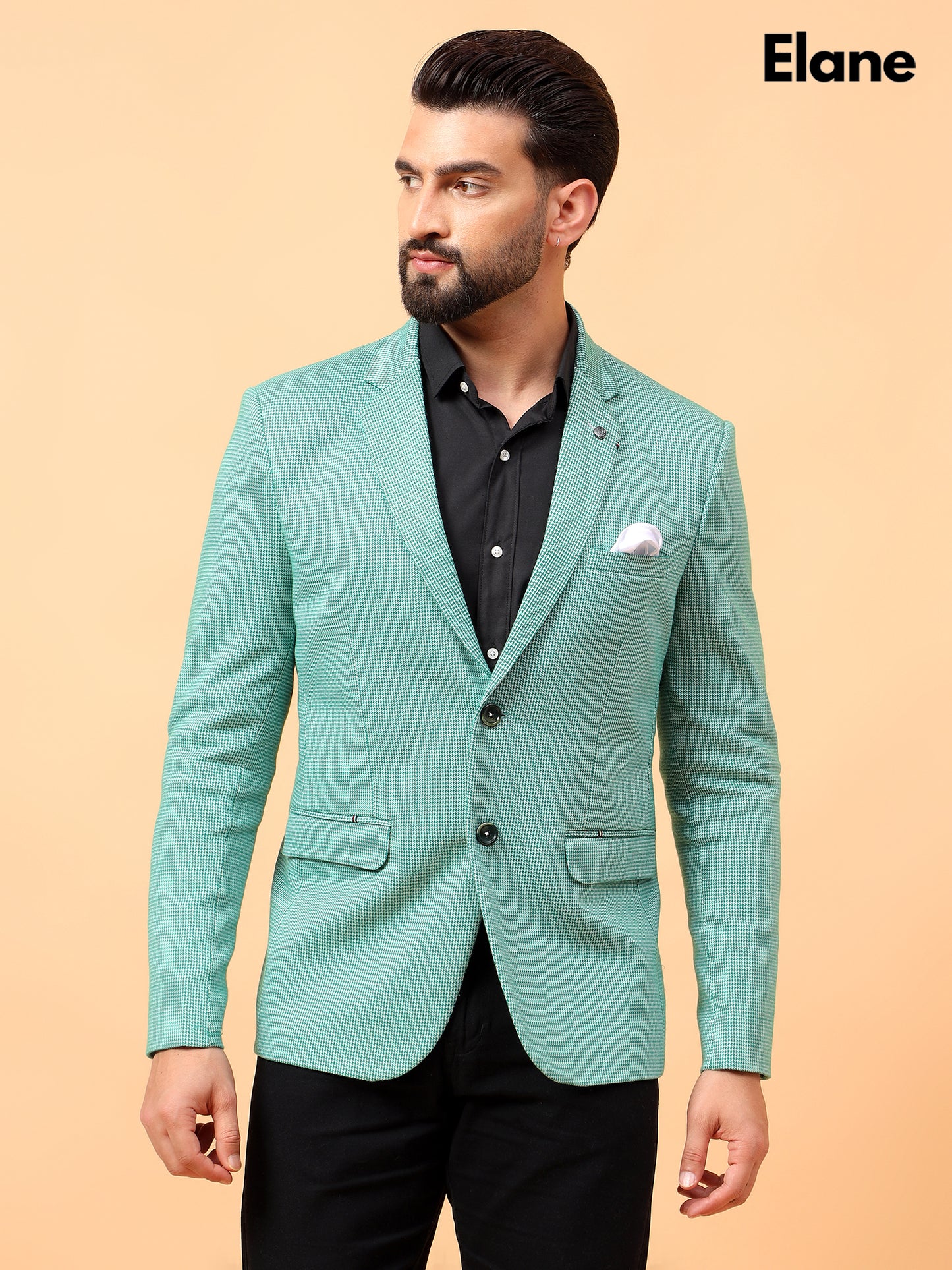 Light Green Checkered Blazer